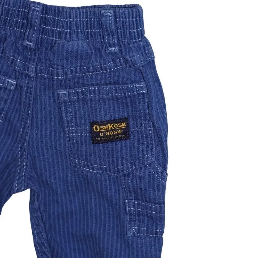 OshKosh B’gosh Baby Railroad-Stripe Carpenter Pants | Blue Utility Pockets |0–3M